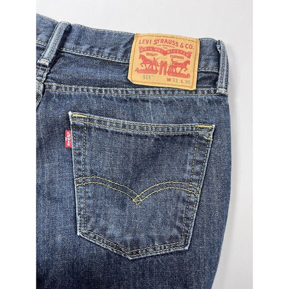LEVI'S 514 Men's W31 L30 Straight Fit Jeans Dark Wash Denim Pants Pocket - Picture 5 of 11